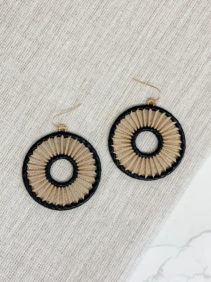 Earrings Prep Obsessed CT Gold Open Matte Metal Dangle Earrings Black