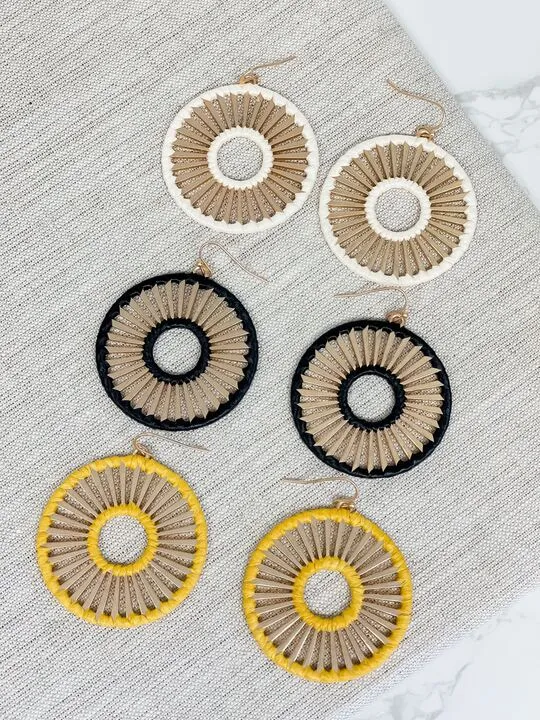 Earrings Prep Obsessed CT Gold Open Matte Metal Dangle Earrings Black