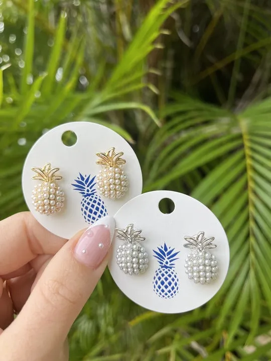 Earrings Prep Obsessed LM Pineapple Pearl Pop Studs