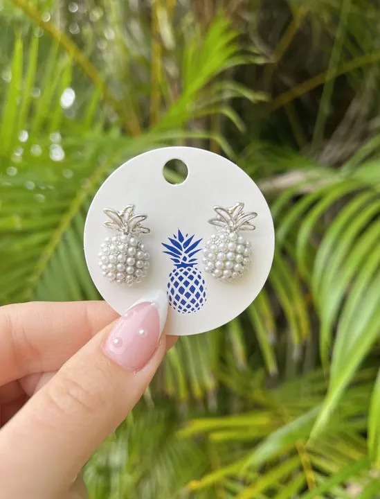 Earrings Prep Obsessed LM Pineapple Pearl Pop Studs