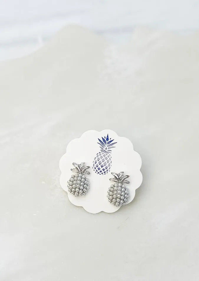 Earrings Prep Obsessed LM Pineapple Pearl Pop Studs