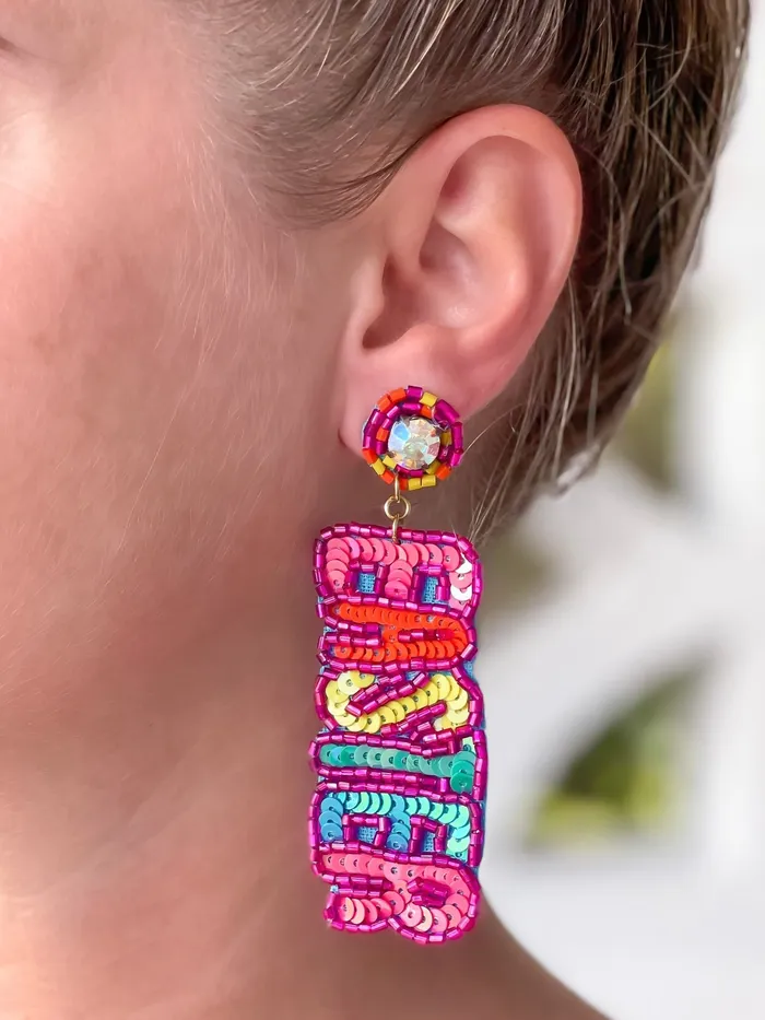 Earrings Prep Obsessed TI Happy Easter Sequin Dangle Earrings