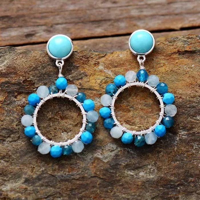 Earrings wickedafstore Natural Tourmaline Round Earrings