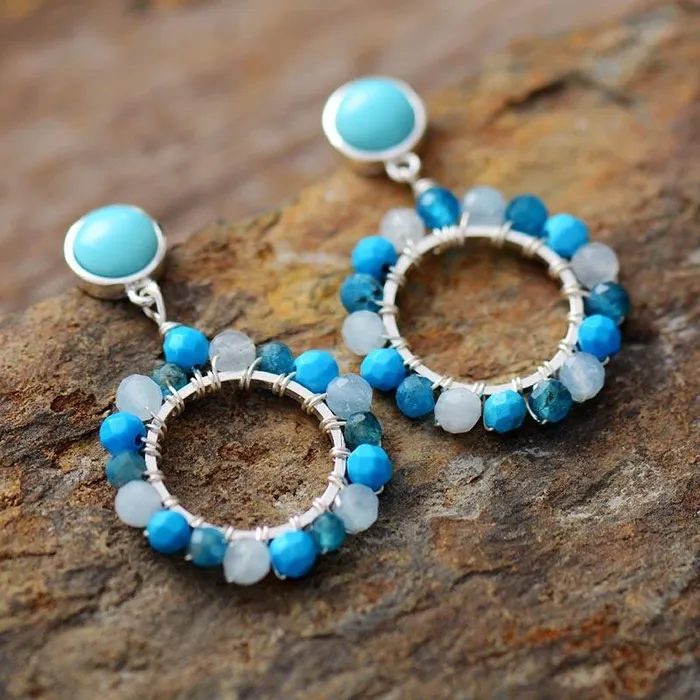 Earrings wickedafstore Natural Tourmaline Round Earrings