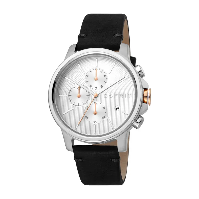 Esprit Watches Esprit Mens Chronograph Watch BlackLeather White Dial With Date Esprit Watches Esprit Mens Chronograph Watch BlackLeather White Dial With Date