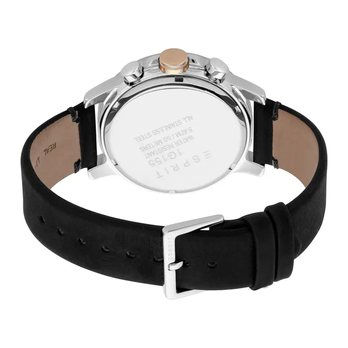 Esprit Watches Esprit Mens Chronograph Watch BlackLeather White Dial With Date Esprit Watches Esprit Mens Chronograph Watch BlackLeather White Dial With Date