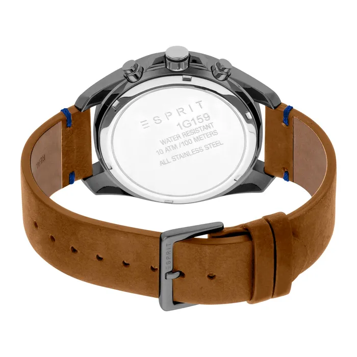 Esprit Watches Esprit Mens Watch Brown Leather Strap Gun Metal Case Blue Dial With Date Esprit Watches Esprit Mens Watch Brown Leather Strap Gun Metal Case Blue Dial With Date