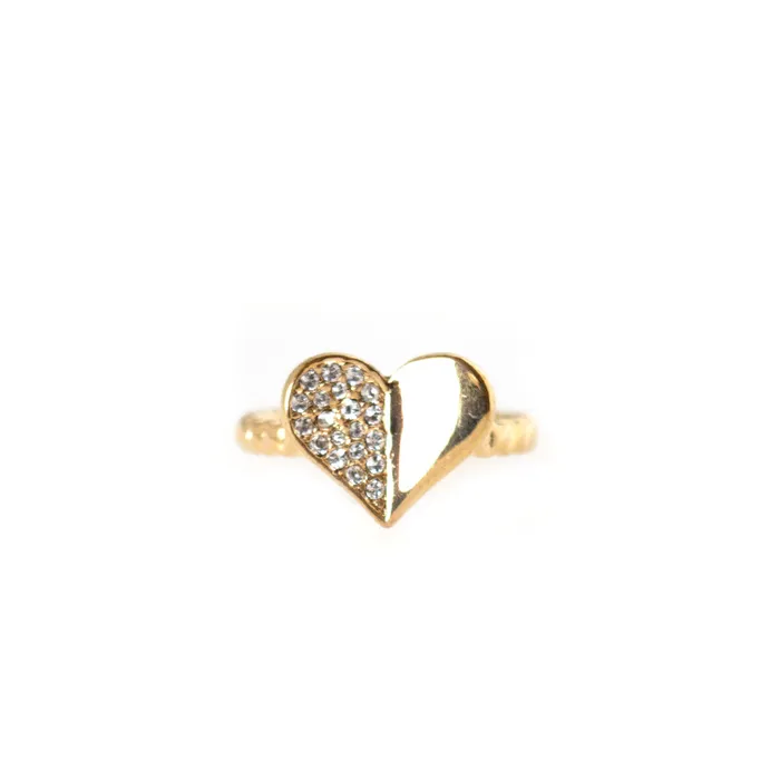 Ferre Milano Ring Ip Rose Gold With Stone Heart Design Ferre Milano Rings