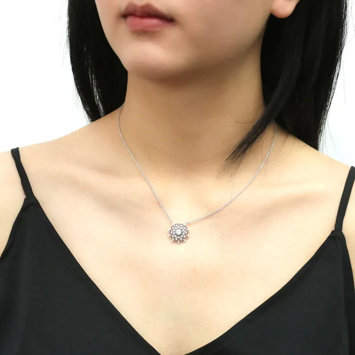 Flower CZ Pendant Necklace in Sterling Silver BERRICLE Necklaces
