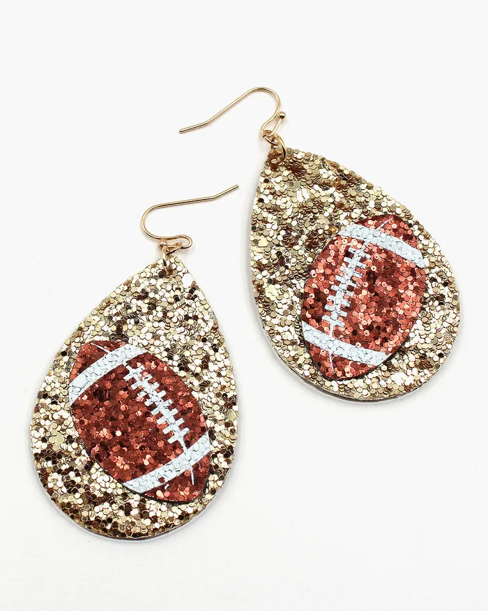 Football Sparkling Teardrop Earrings CHECK202408102023 Earrings