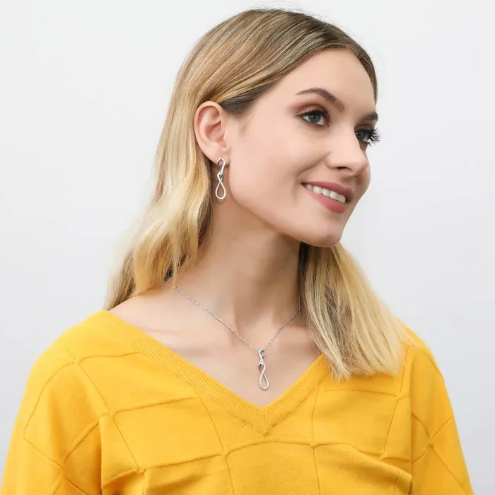 Infinity CZ Necklace and Earrings in Sterling Silver BERRICLE Necklaces