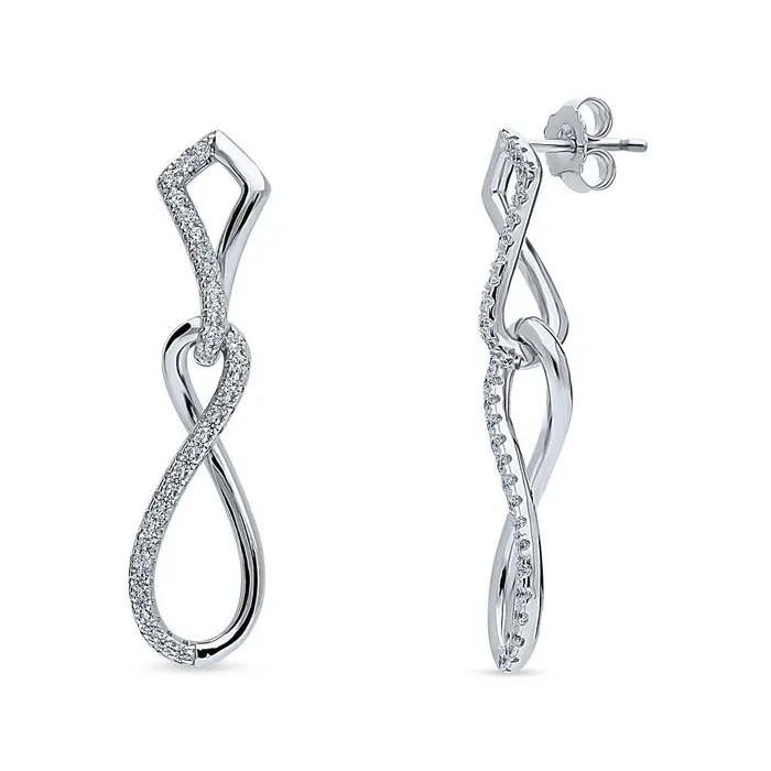 Infinity CZ Necklace and Earrings in Sterling Silver BERRICLE Necklaces