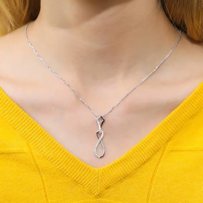 Infinity CZ Necklace and Earrings in Sterling Silver BERRICLE Necklaces