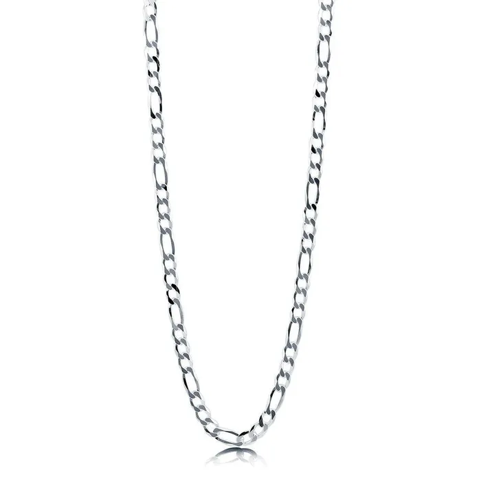 Italian Flat Figaro Chain Necklace in Sterling Silver 7mm BERRICLE Necklaces Italian Flat Figaro Chain Necklace in Sterling Silver 7mm BERRICLE Necklaces
