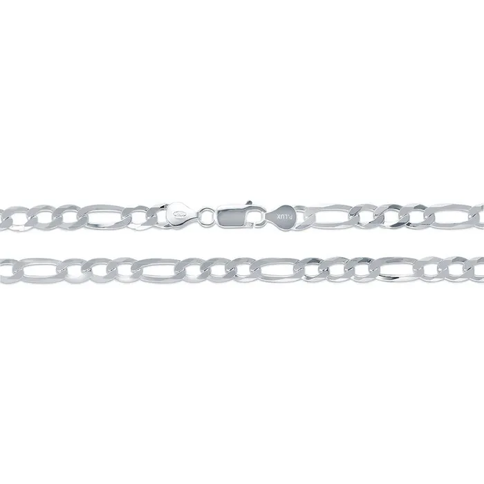 Italian Flat Figaro Chain Necklace in Sterling Silver 7mm BERRICLE Necklaces