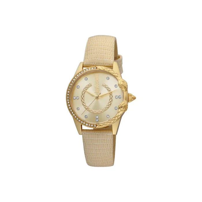 Just Cavalli Watches Just Cavalli Ladies Watch Ip Gold Case Beige Leather Strap With Stone On The Bezel Just Cavalli Watches Just Cavalli Ladies Watch Ip Gold Case Beige Leather Strap With Stone On The Bezel