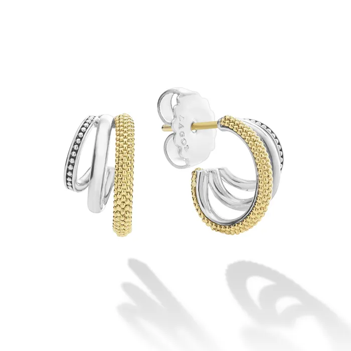 LAGOS Earrings Caviar Lux TwoTone Three Ring Hoop Earrings