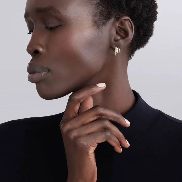 LAGOS Earrings Caviar Lux TwoTone Three Ring Hoop Earrings LAGOS Earrings Caviar Lux TwoTone Three Ring Hoop Earrings