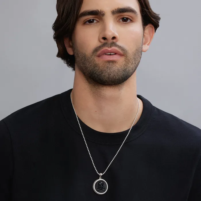 LAGOS Necklaces Anthem Black Agate Skull Crossbone Amulet Necklace LAGOS Necklaces Anthem Black Agate Skull Crossbone Amulet Necklace