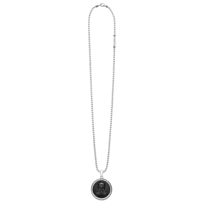 LAGOS Necklaces Anthem Black Agate Skull Crossbone Amulet Necklace LAGOS Necklaces Anthem Black Agate Skull Crossbone Amulet Necklace
