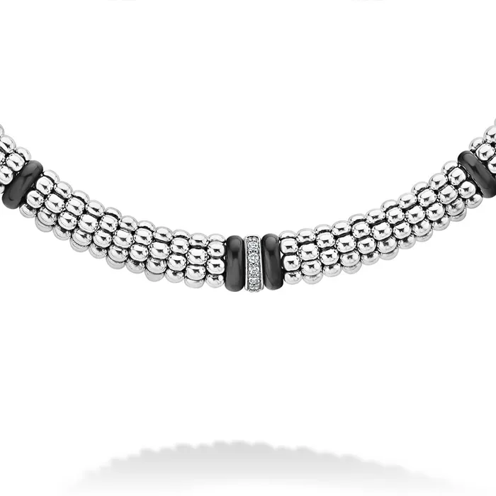 Lagos Necklaces Black Caviar Black Single Station Diamond Caviar Necklace