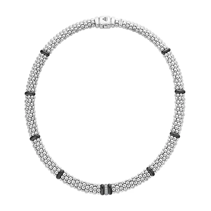 Lagos Necklaces Black Caviar Black Single Station Diamond Caviar Necklace Lagos Necklaces Black Caviar Black Single Station Diamond Caviar Necklace