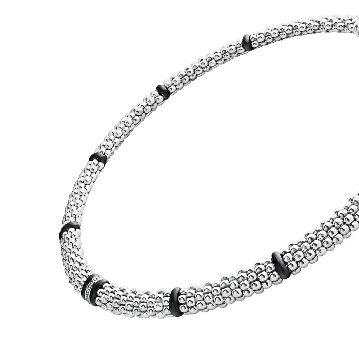 Lagos Necklaces Black Caviar Black Single Station Diamond Caviar Necklace Lagos Necklaces Black Caviar Black Single Station Diamond Caviar Necklace