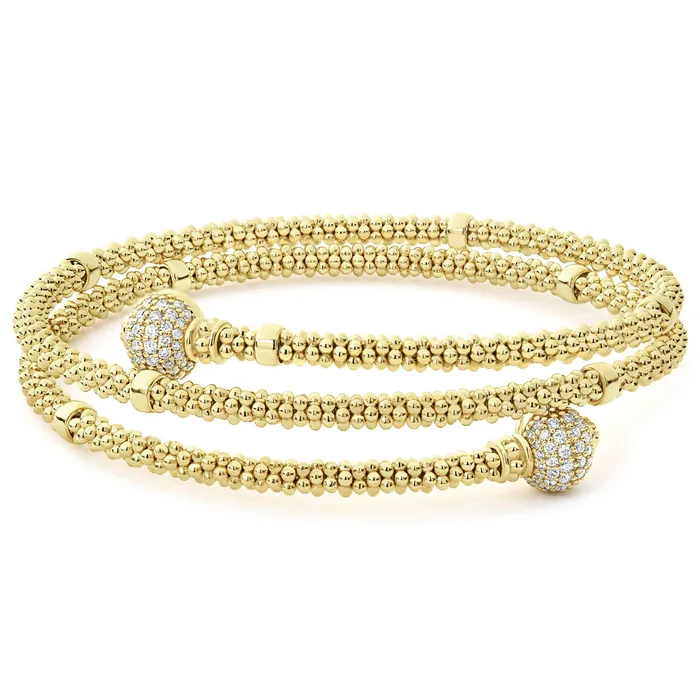 Lagos PreStyled Sets Caviar Gold 18K Gold Wrap Diamond Bracelet
