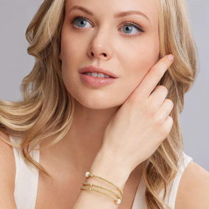 Lagos PreStyled Sets Caviar Gold 18K Gold Wrap Diamond Bracelet Lagos PreStyled Sets Caviar Gold 18K Gold Wrap Diamond Bracelet