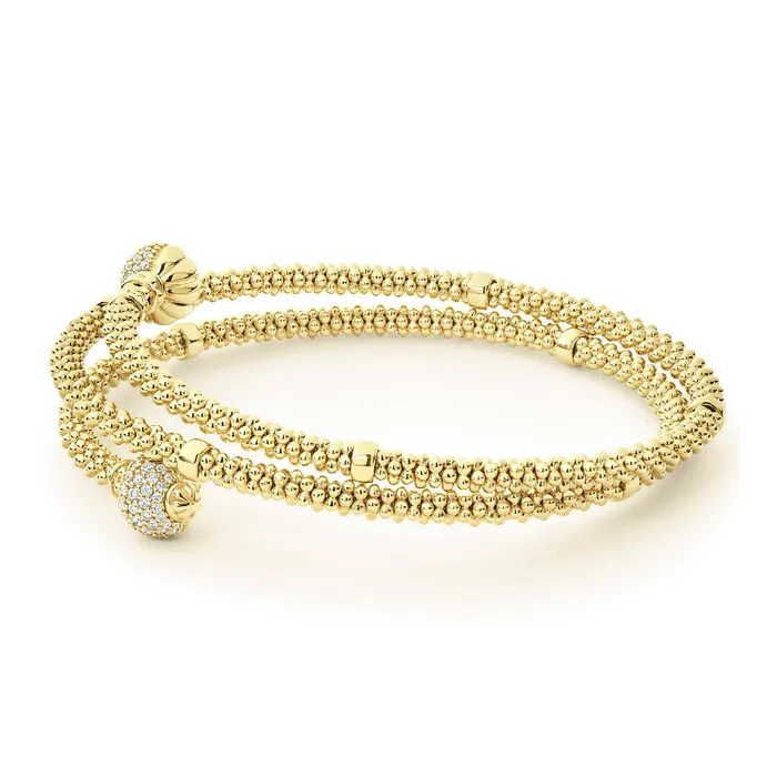 Lagos PreStyled Sets Caviar Gold 18K Gold Wrap Diamond Bracelet Lagos PreStyled Sets Caviar Gold 18K Gold Wrap Diamond Bracelet