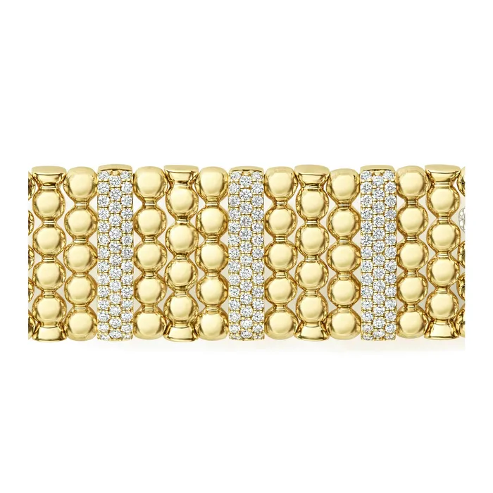 Lagos PreStyled Sets Caviar Gold Three Station 18K Gold Diamond Bracelet 20mm Lagos PreStyled Sets Caviar Gold Three Station 18K Gold Diamond Bracelet 20mm