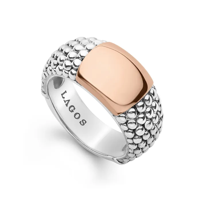 LAGOS Rings High Bar Rose Gold Station Caviar Ring