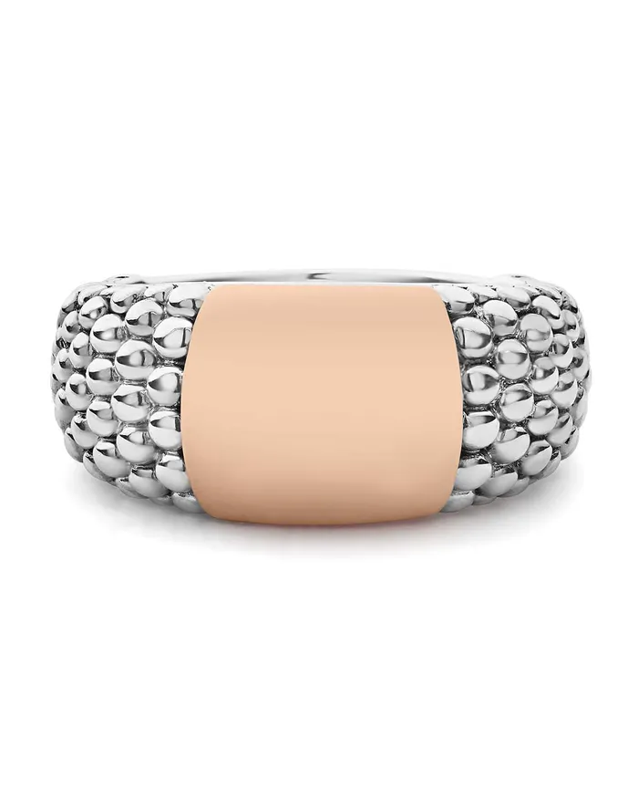 LAGOS Rings High Bar Rose Gold Station Caviar Ring LAGOS Rings High Bar Rose Gold Station Caviar Ring