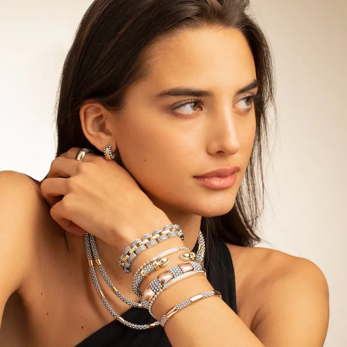 LAGOS Rings High Bar Rose Gold Station Caviar Ring LAGOS Rings High Bar Rose Gold Station Caviar Ring