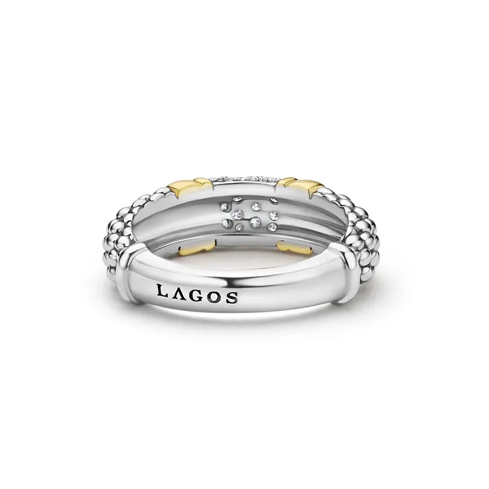 LAGOS Rings Signature Caviar TwoTone Caviar Diamond Ring 6mm LAGOS Rings Signature Caviar TwoTone Caviar Diamond Ring 6mm
