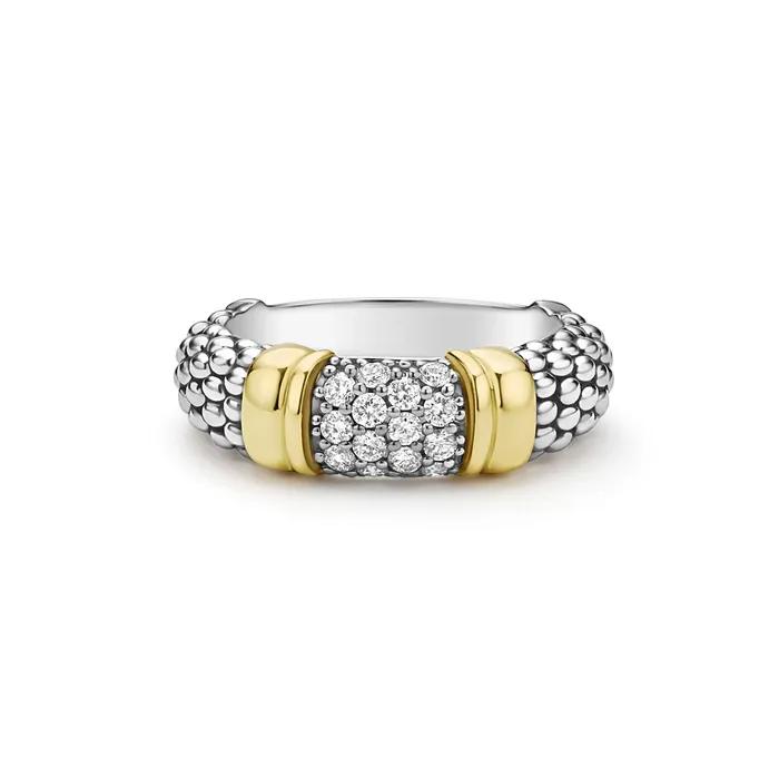 LAGOS Rings Signature Caviar TwoTone Caviar Diamond Ring 6mm LAGOS Rings Signature Caviar TwoTone Caviar Diamond Ring 6mm