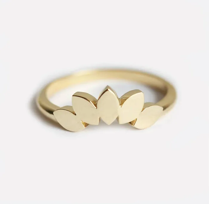 Leaf Ring Wedding Band Capucinne Rings