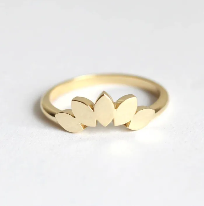 Leaf Ring Wedding Band Capucinne Rings