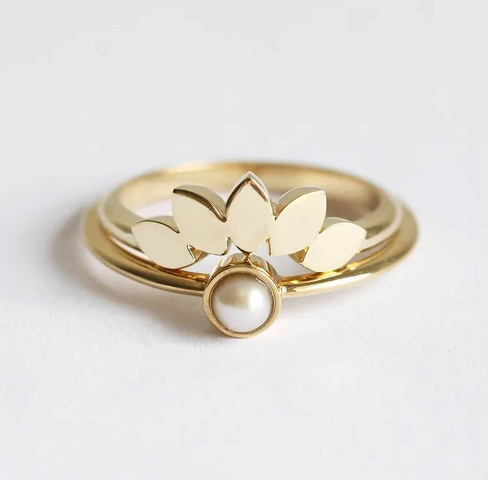Leaf Ring Wedding Band Capucinne Rings