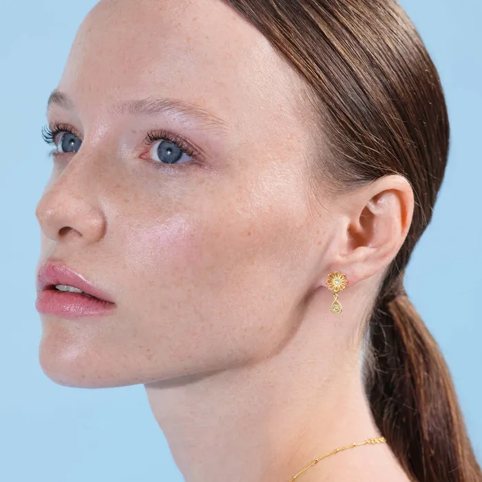 Les Nereides Earrings Les Nereides Gold Thread Flower Post Earrings Les Nereides Earrings Les Nereides Gold Thread Flower Post Earrings