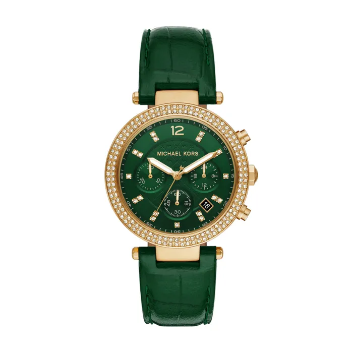 Michael Kors Michael Kors Parker Chronograph Green Leather Womens Watch Watches Michael Kors Michael Kors Parker Chronograph Green Leather Womens Watch Watches