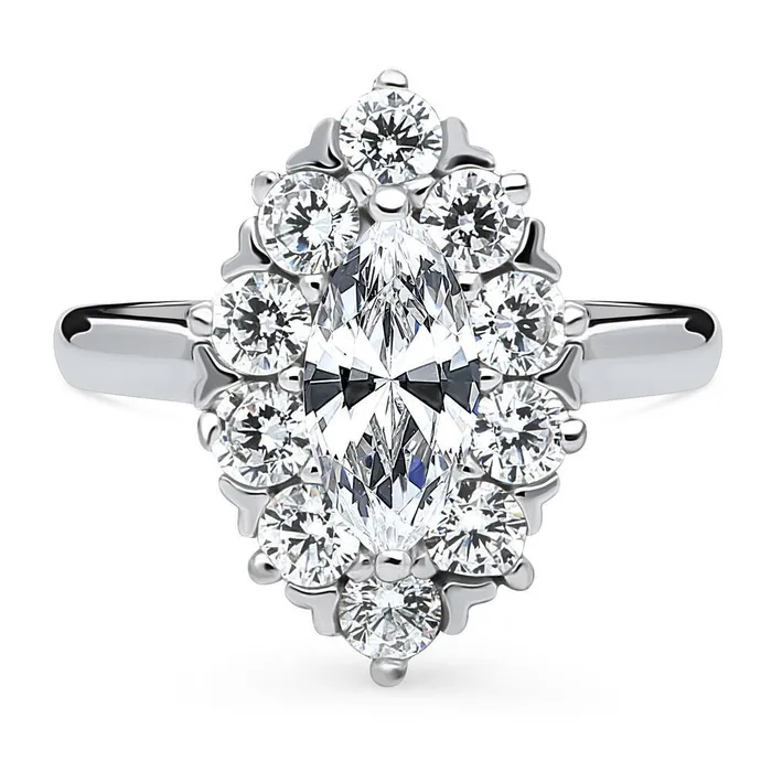 Navette Halo CZ Ring in Sterling Silver BERRICLE Rings
