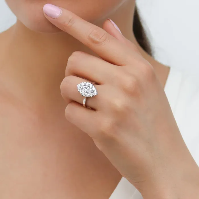 Navette Halo CZ Ring in Sterling Silver BERRICLE Rings