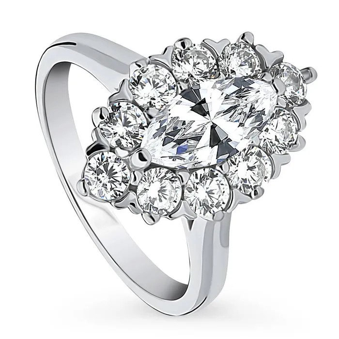 Navette Halo CZ Ring in Sterling Silver BERRICLE Rings