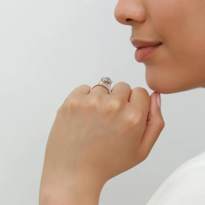 Navette Halo CZ Ring in Sterling Silver BERRICLE Rings