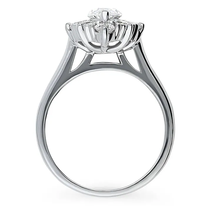 Navette Halo CZ Ring in Sterling Silver BERRICLE Rings