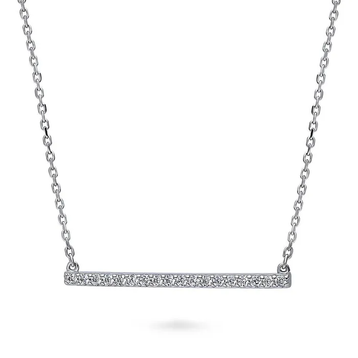 Necklaces Bar CZ Pendant Necklace in Sterling Silver BERRICLE