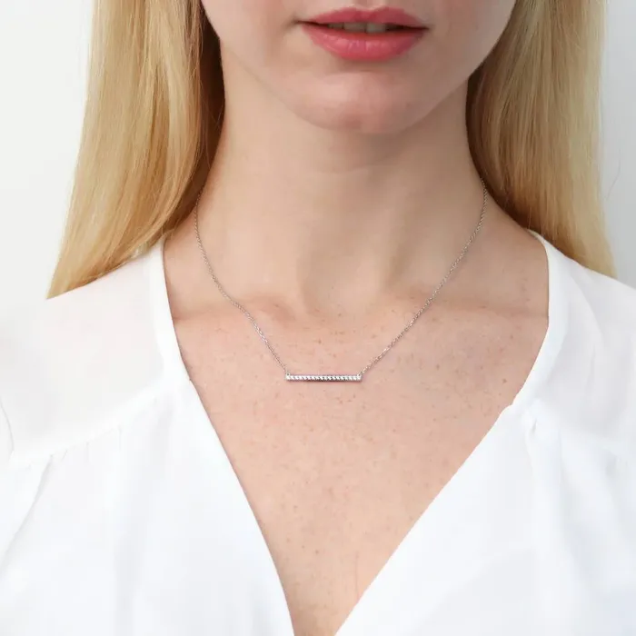 Necklaces Bar CZ Pendant Necklace in Sterling Silver BERRICLE