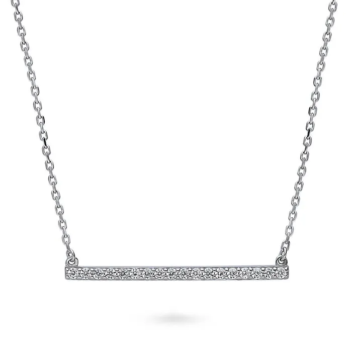 Necklaces Bar CZ Pendant Necklace in Sterling Silver BERRICLE