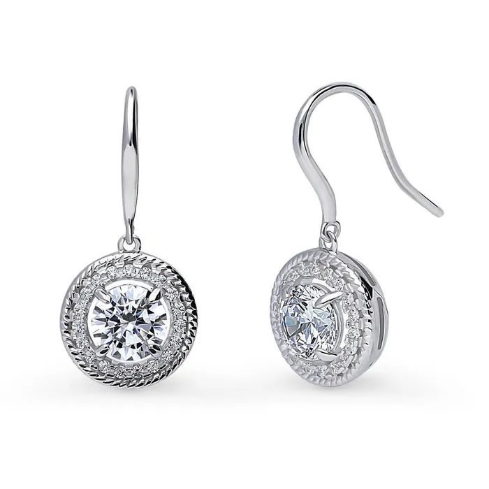 Necklaces BERRICLE Halo Cable CZ Necklace and Earrings in Sterling Silver